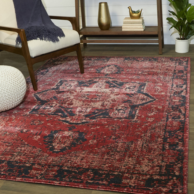 Steelside™ Tyrese Oriental Red/Black Area Rug & Reviews Wayfair